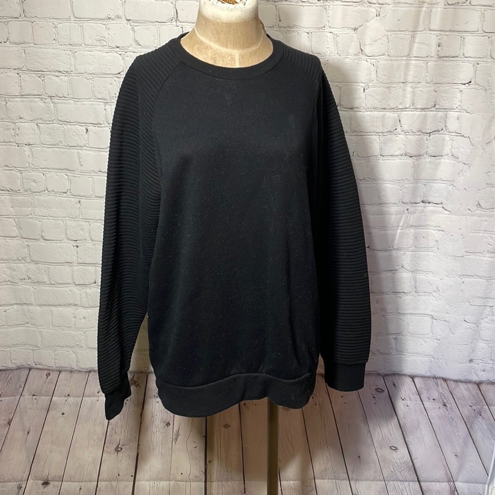 Primark Black Sweatshirt Ribbed Large Mens